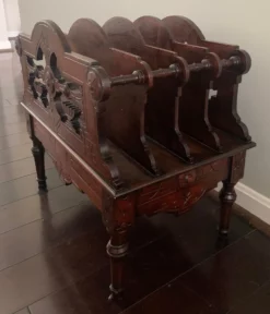 Antique Victorian Mahogany Canterbury/ Magazine Stand -Chairish Shop antique victorian mahogany canterbury magazine stand 5117 scaled