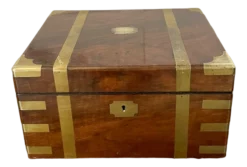Antique Victorian Quality Burr Walnut Brass Bound Writing Box