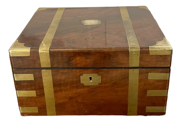 Antique Victorian Quality Burr Walnut Brass Bound Writing Box 1 Antique Victorian Quality Burr Walnut Brass Bound Writing Box