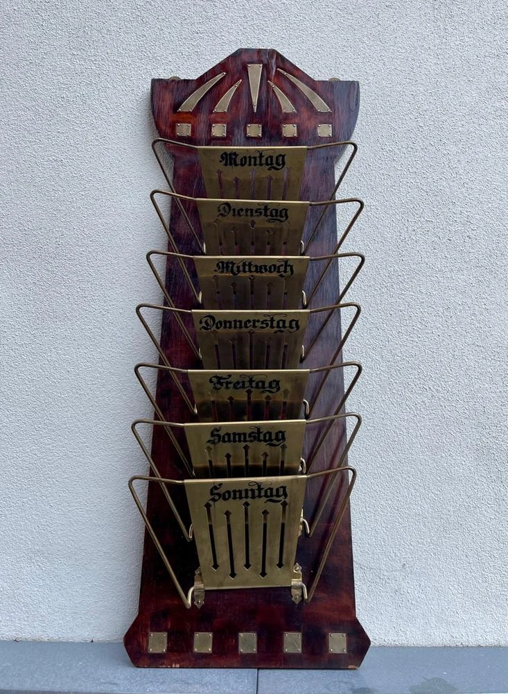 Art Deco Wall Mounted Magazine Rack, Germany, 1920s 2 Art Deco Wall Mounted Magazine Rack, Germany, 1920s - Image 2