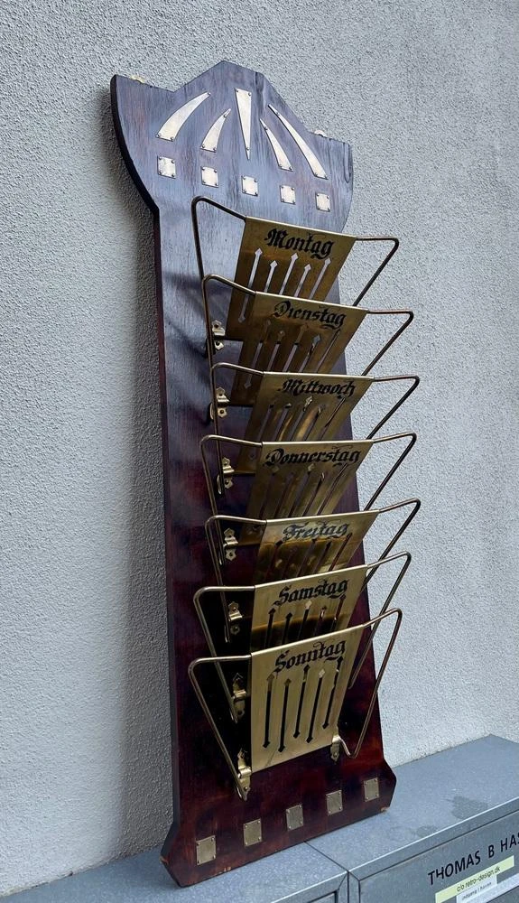 Art Deco Wall Mounted Magazine Rack, Germany, 1920s 5 Art Deco Wall Mounted Magazine Rack, Germany, 1920s - Image 5