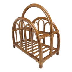 Bamboo Magazine Book Rack Holder Petite Bent Wood Rattan