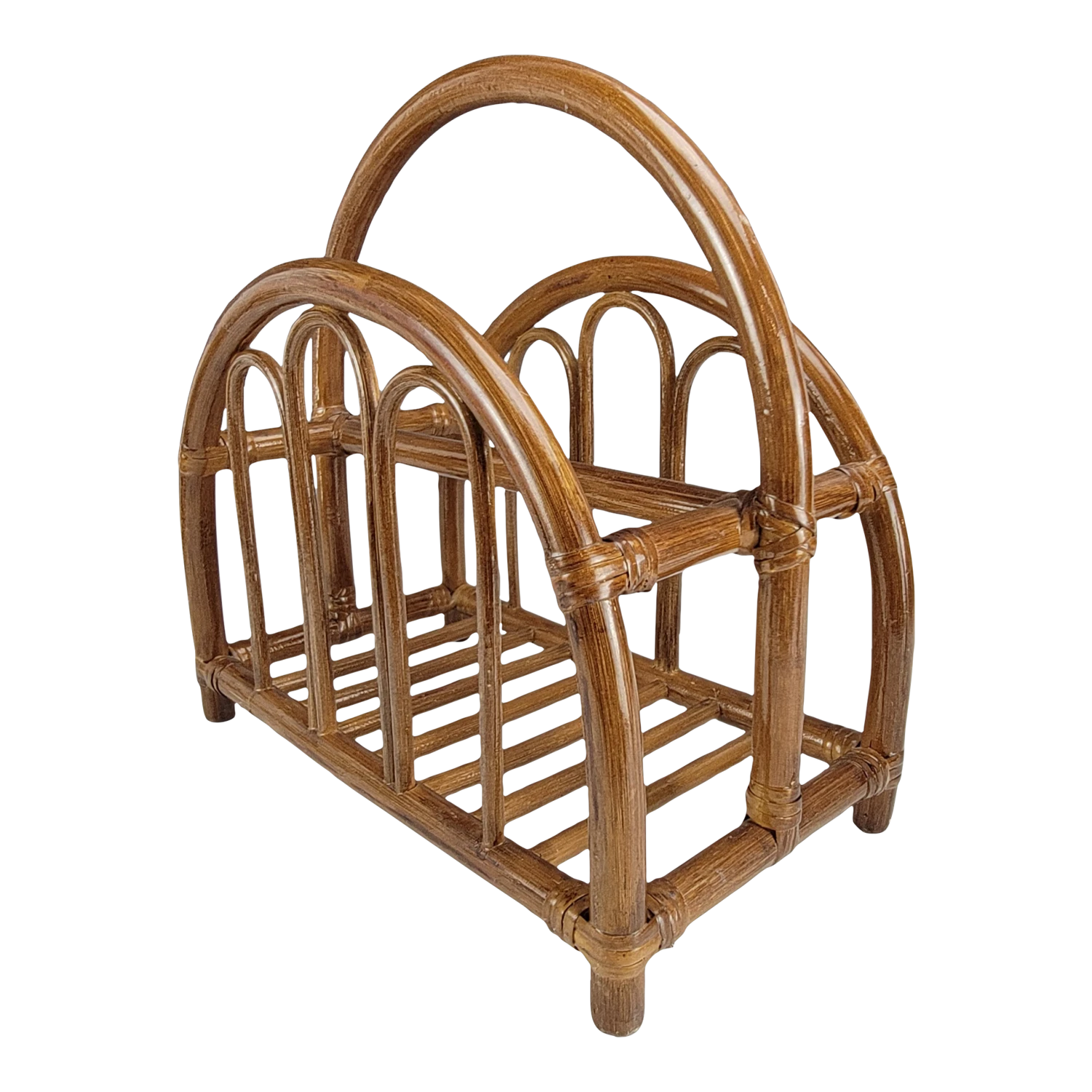 Bamboo Magazine Book Rack Holder Petite Bent Wood Rattan 1 Bamboo Magazine Book Rack Holder Petite Bent Wood Rattan