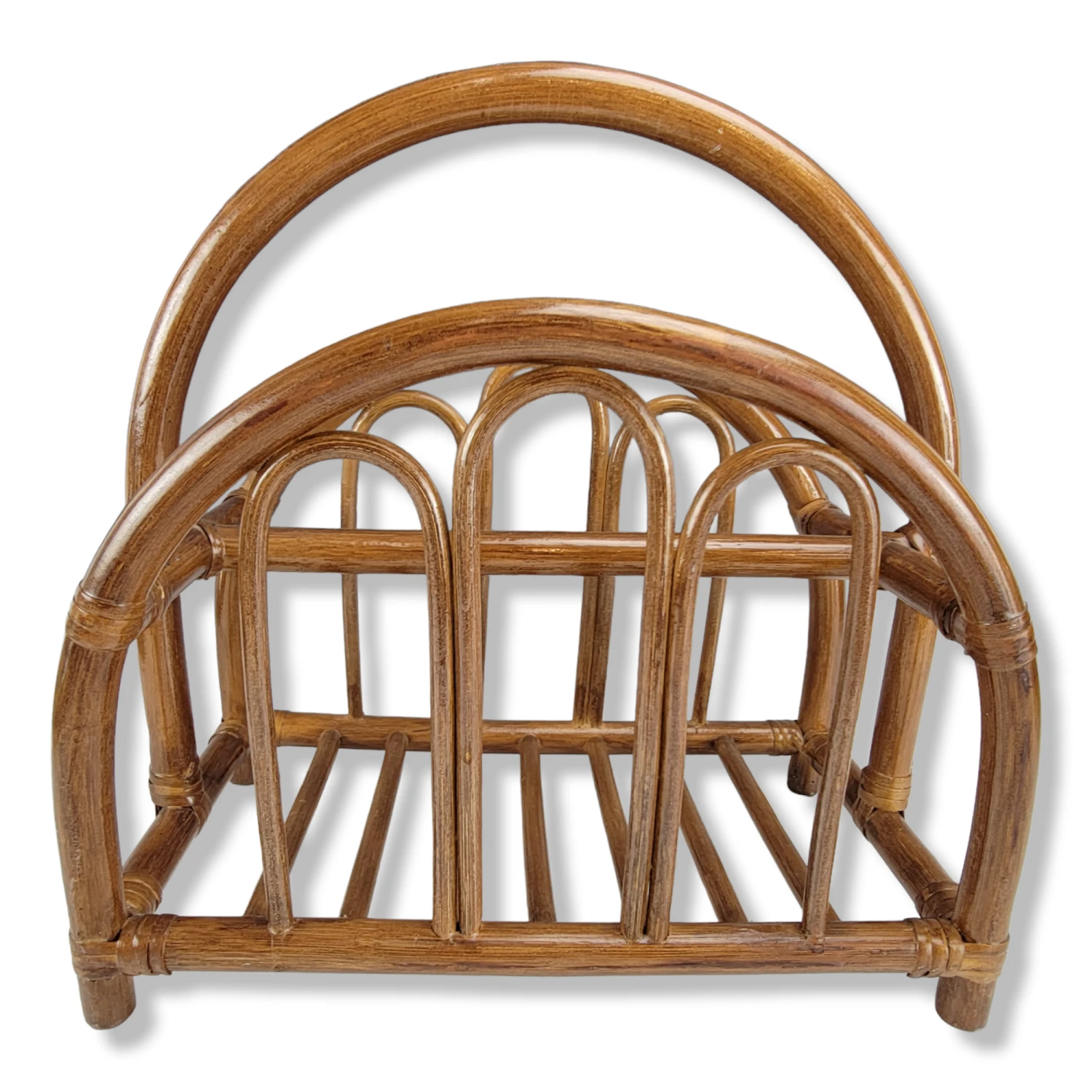 Bamboo Magazine Book Rack Holder Petite Bent Wood Rattan 5 Bamboo Magazine Book Rack Holder Petite Bent Wood Rattan - Image 5