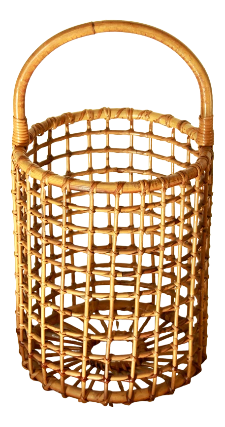 Bamboo Rattan Basket, Italy, 1970s 1 Bamboo Rattan Basket, Italy, 1970s