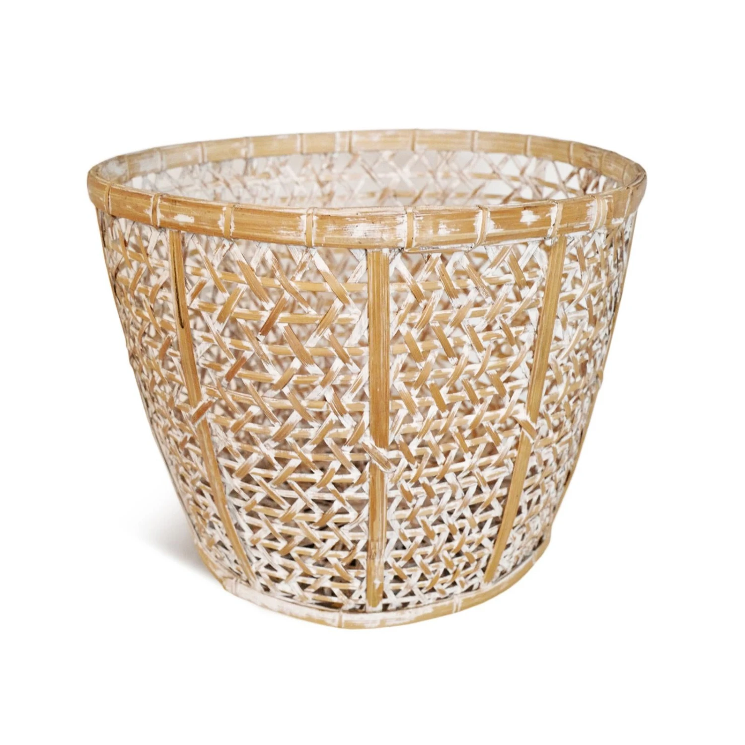 Bamboo White Wash Basket Large 4 Bamboo White Wash Basket Large - Image 4