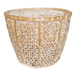 Bamboo White Wash Basket Large