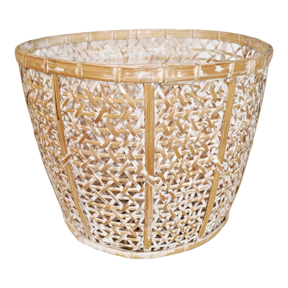 Bamboo White Wash Basket Large 1 Bamboo White Wash Basket Large
