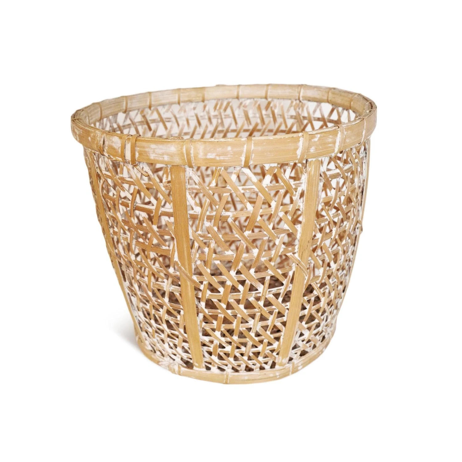 Bamboo White Wash Basket Medium 4 Bamboo White Wash Basket Medium - Image 4