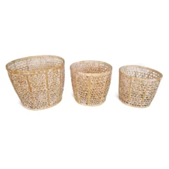 Bamboo White Wash Basket Medium 6 Bamboo White Wash Basket Medium -Chairish Shop bamboo white wash basket medium 9640