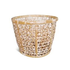 Bamboo White Wash Basket Small -Chairish Shop bamboo white wash basket small 1631