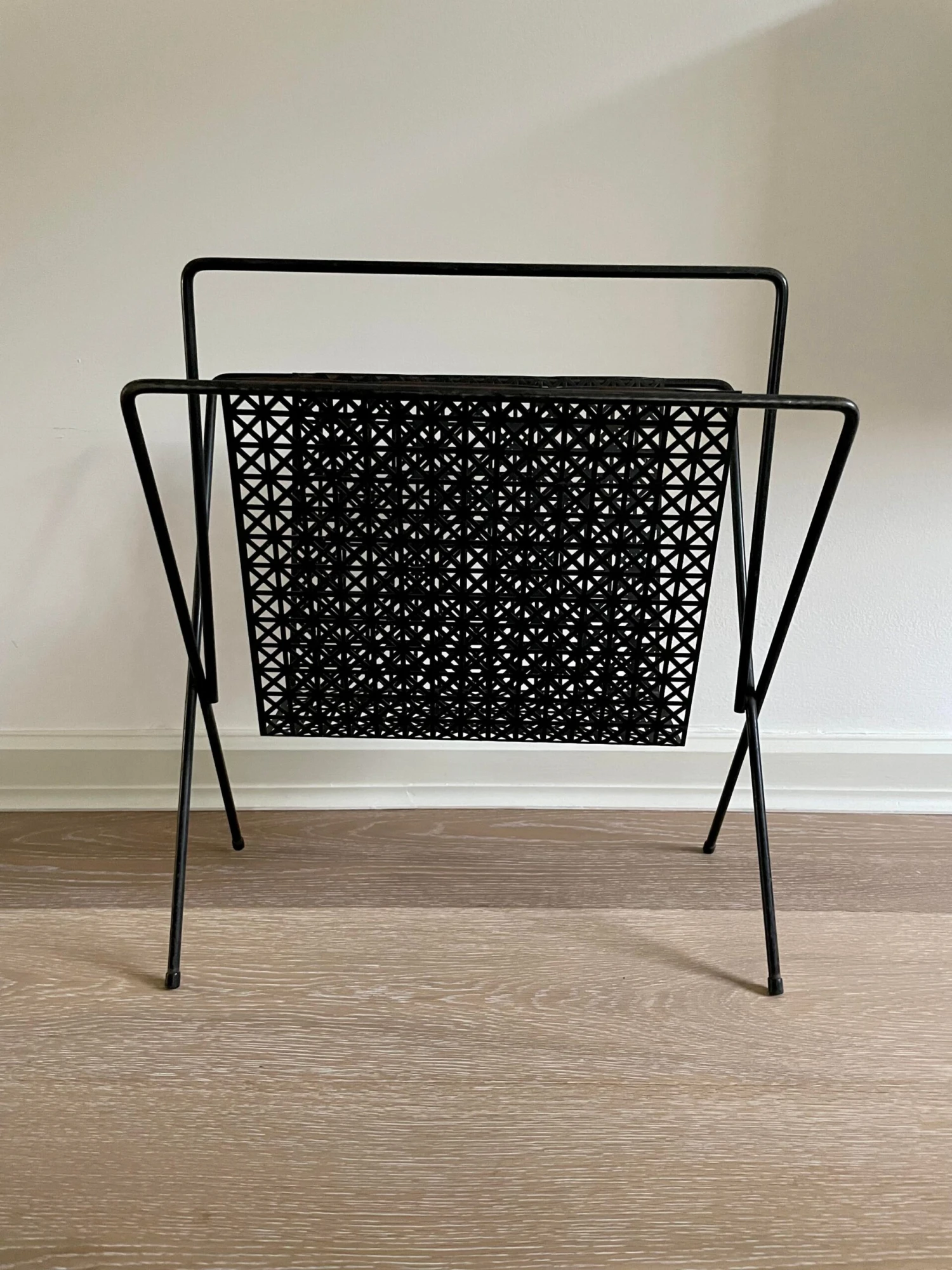Black Iron Magazine Rack In The Style Of Mathieu Matégot 2 Black Iron Magazine Rack In The Style Of Mathieu Matégot - Image 2