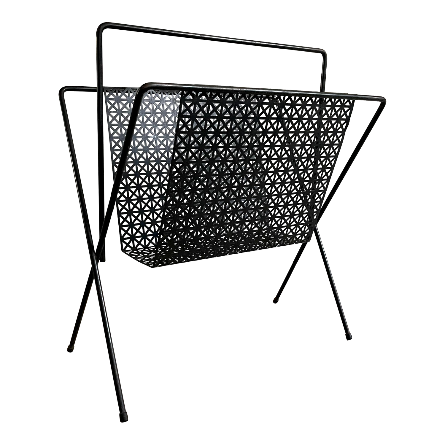 Black Iron Magazine Rack In The Style Of Mathieu Matégot 1 Black Iron Magazine Rack In The Style Of Mathieu Matégot