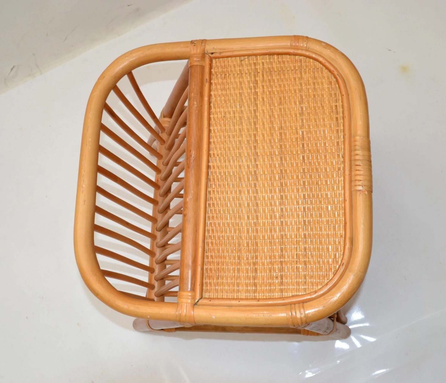 Bohemian Mid-Century Modern Handcrafted Bamboo & Cane Magazine Rack Side Table 5 Bohemian Mid-Century Modern Handcrafted Bamboo & Cane Magazine Rack Side Table - Image 5