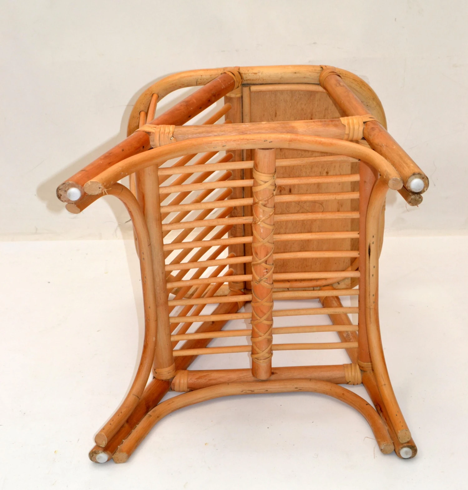 Bohemian Mid-Century Modern Handcrafted Bamboo & Cane Magazine Rack Side Table 9 Bohemian Mid-Century Modern Handcrafted Bamboo & Cane Magazine Rack Side Table - Image 9