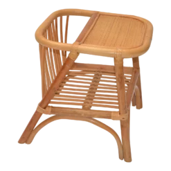 Bohemian Mid-Century Modern Handcrafted Bamboo & Cane Magazine Rack Side Table