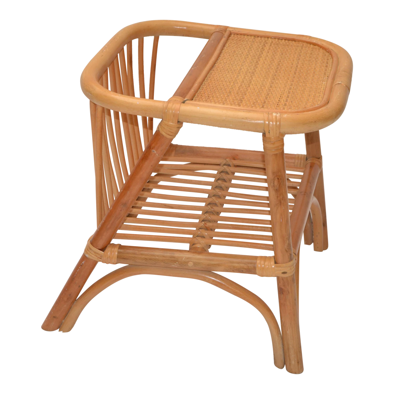 Bohemian Mid-Century Modern Handcrafted Bamboo & Cane Magazine Rack Side Table 1 Bohemian Mid-Century Modern Handcrafted Bamboo & Cane Magazine Rack Side Table