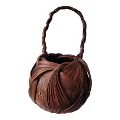 C. 1940s Vinage Handwoven Rattan Basket