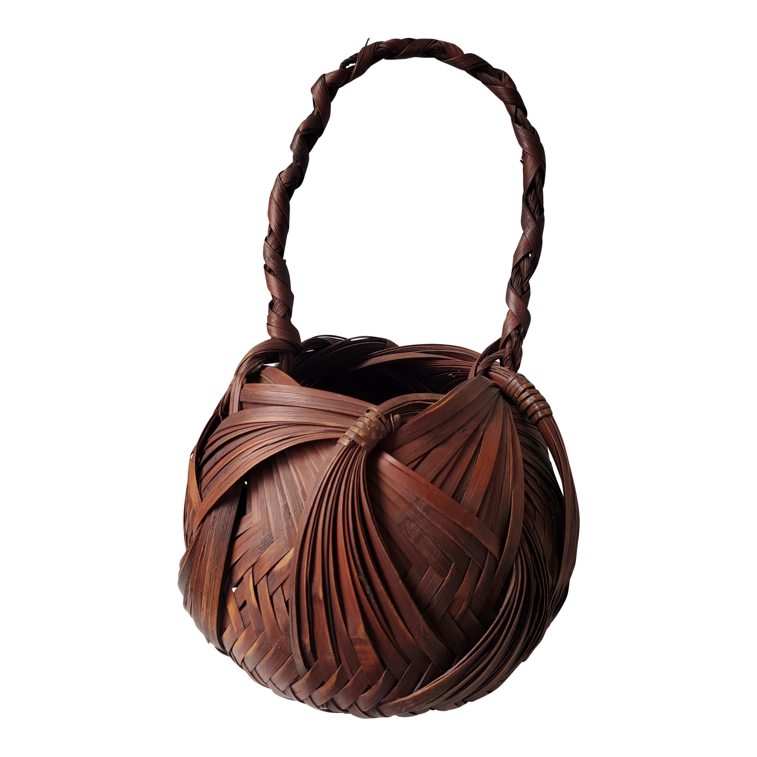 C. 1940s Vinage Handwoven Rattan Basket 1 C. 1940s Vinage Handwoven Rattan Basket