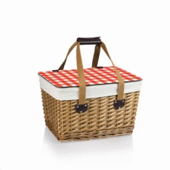 Canasta Picnic Basket With Red & White Lid 11 Canasta Picnic Basket With Red & White Lid -Chairish Shop canasta picnic basket with red and white lid 3935