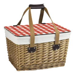 Canasta Picnic Basket With Red & White Lid