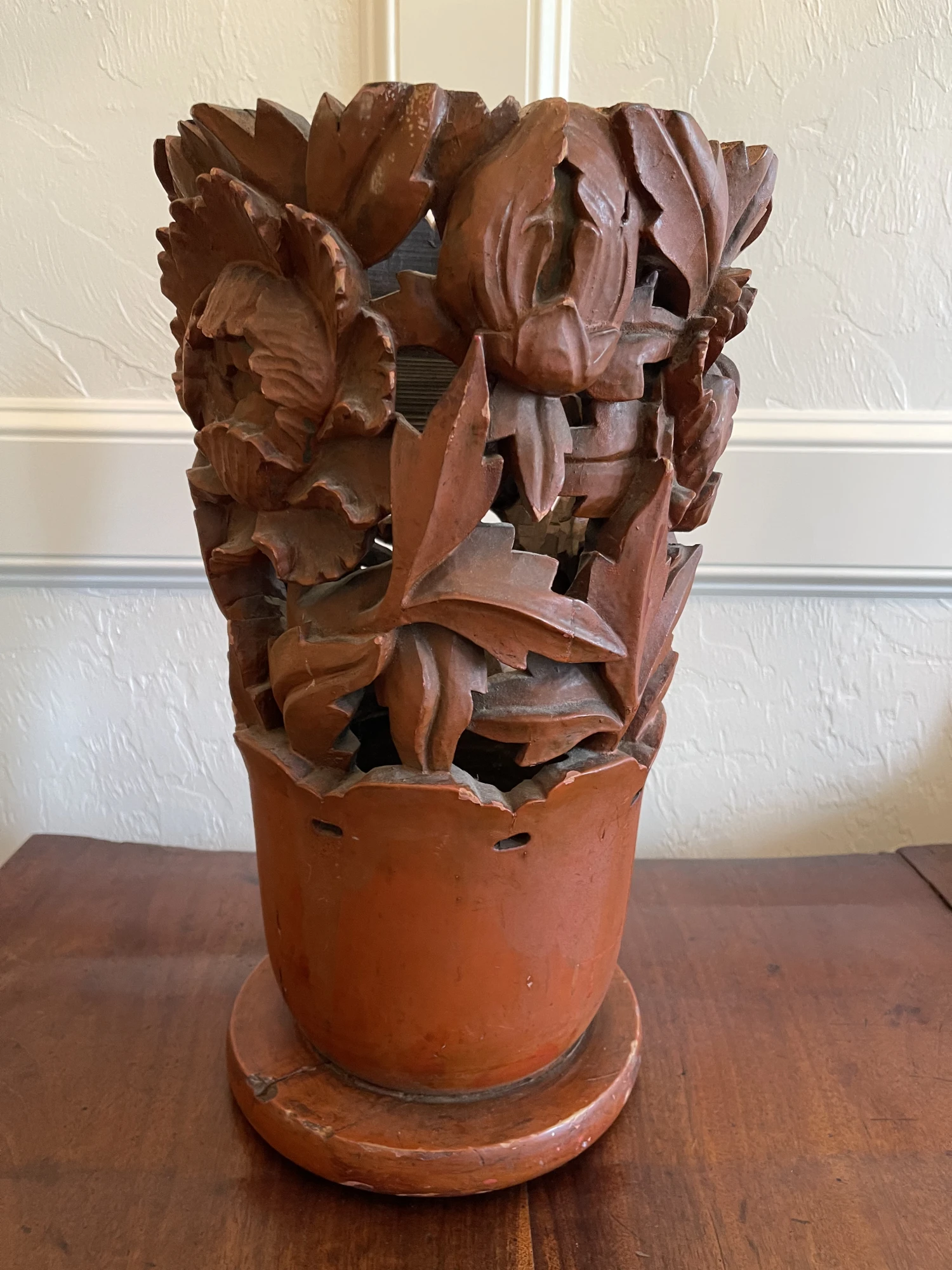 Carved Wood Umbrella Stand 5 Carved Wood Umbrella Stand - Image 5