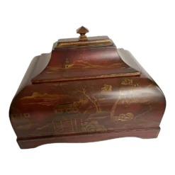Chinese Asian Red Lacquer Box Vessel Urn