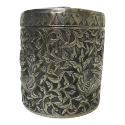 Chinese Silver Hand Chased Covered Box