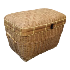 Chinoiserie Coastal Boho Chic Lidded Basket -Chairish Shop chinoiserie coastal boho chic lidded basket 3319