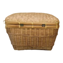 Chinoiserie Coastal Boho Chic Lidded Basket -Chairish Shop chinoiserie coastal boho chic lidded basket 7048