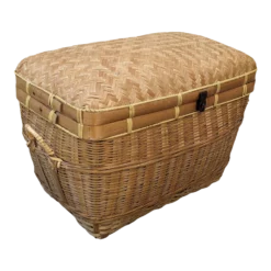Chinoiserie Coastal Boho Chic Lidded Basket