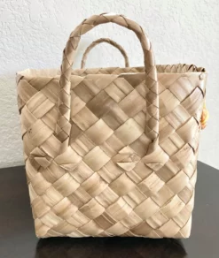 Circa 1980 Boho Chic Handwoven Coconut Leaf & Raffia Embroidered Basket 12 Circa 1980 Boho Chic Handwoven Coconut Leaf & Raffia Embroidered Basket -Chairish Shop circa 1980 boho chic handwoven coconut leaf and raffia embroidered basket 7042 scaled