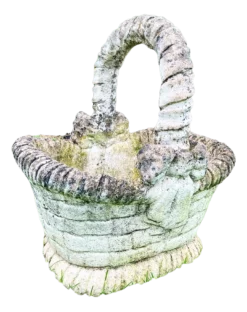 Concrete Garden Basket-Jardinière With Faux Basket Weave