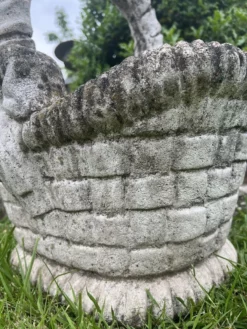 Concrete Garden Basket-Jardinière With Faux Basket Weave 11 Concrete Garden Basket-Jardinière With Faux Basket Weave -Chairish Shop concrete garden basket jardiniere with faux basket weave 9709