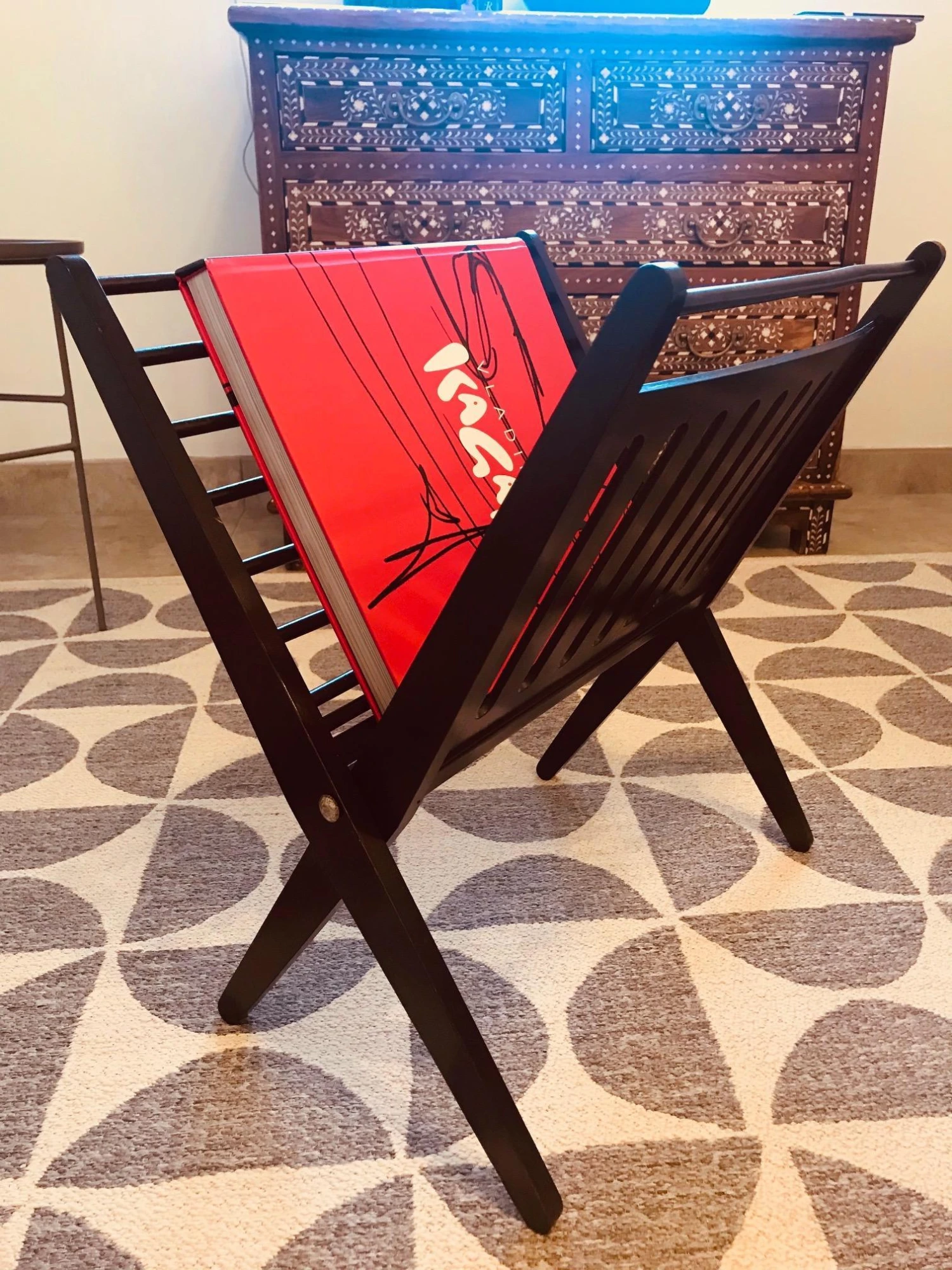 Danish Modern Magazine Stand In Dark Brown Beechwood, 1950s 3 Danish Modern Magazine Stand In Dark Brown Beechwood, 1950s - Image 3