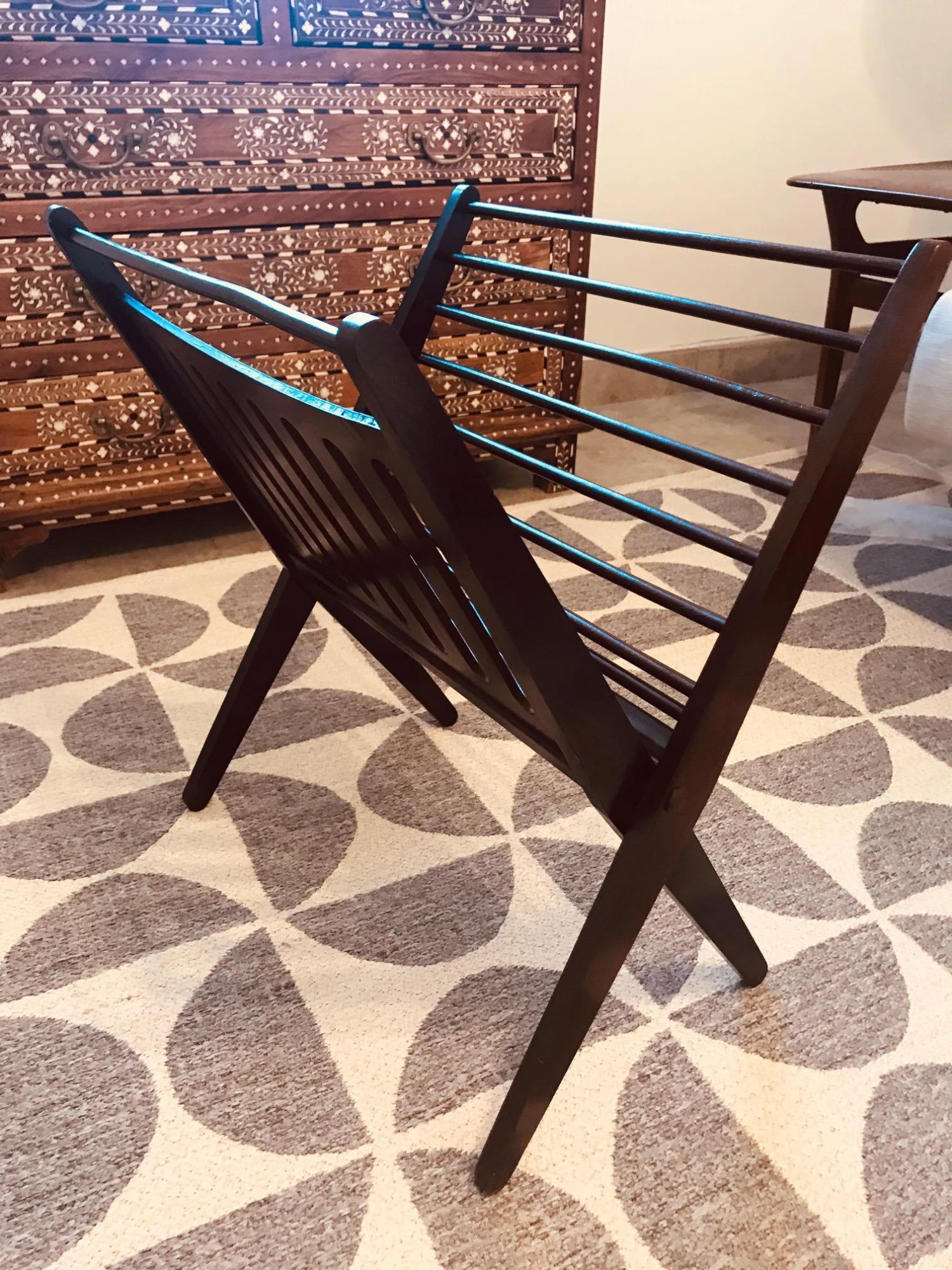 Danish Modern Magazine Stand In Dark Brown Beechwood, 1950s 4 Danish Modern Magazine Stand In Dark Brown Beechwood, 1950s - Image 4