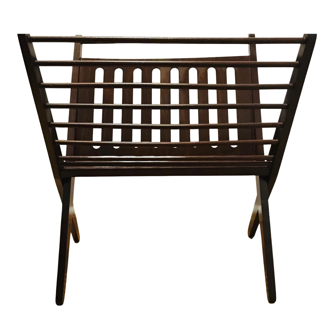 Danish Modern Magazine Stand In Dark Brown Beechwood, 1950s 1 Danish Modern Magazine Stand In Dark Brown Beechwood, 1950s