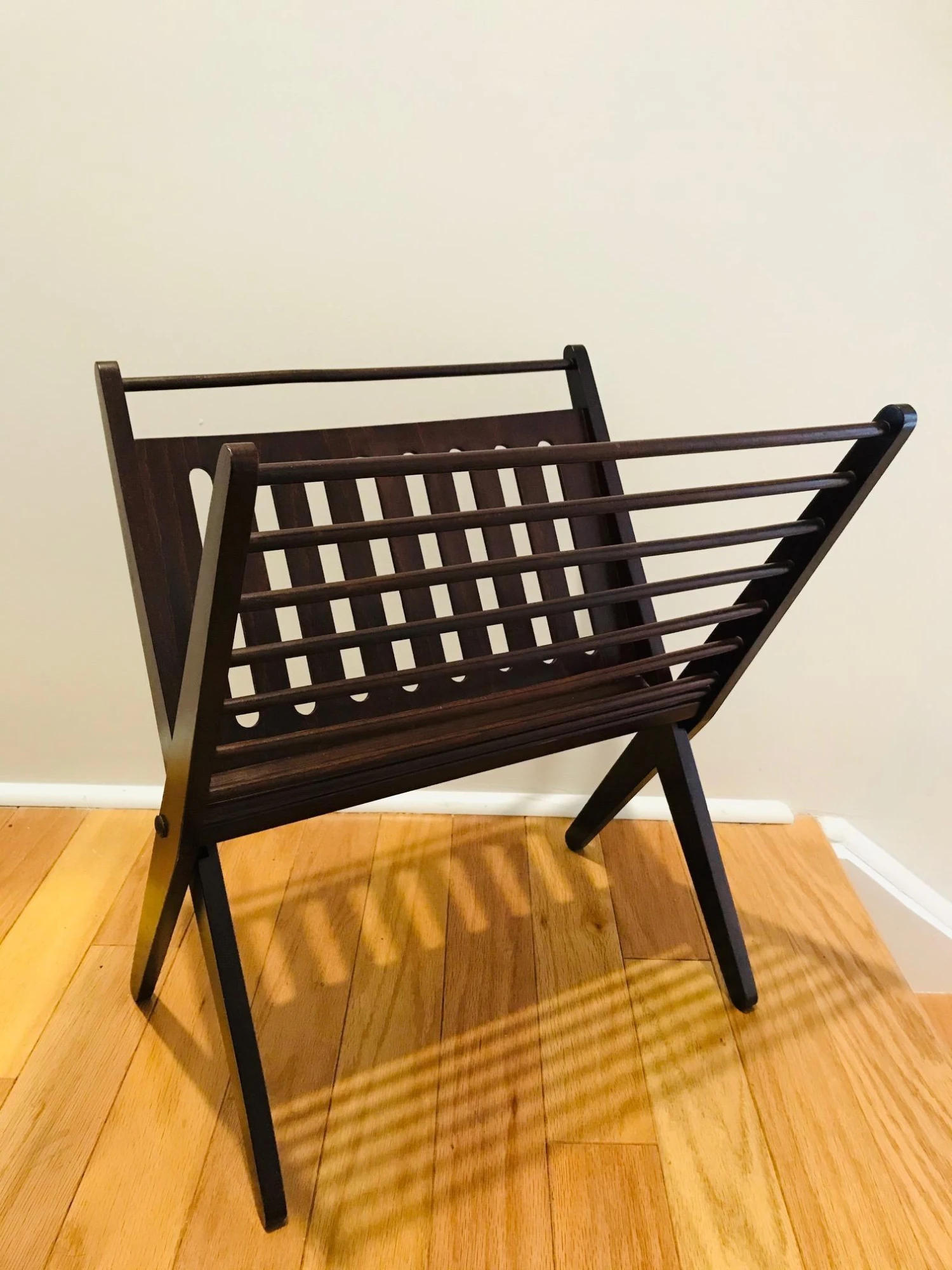 Danish Modern Magazine Stand In Dark Brown Beechwood, 1950s 5 Danish Modern Magazine Stand In Dark Brown Beechwood, 1950s - Image 5