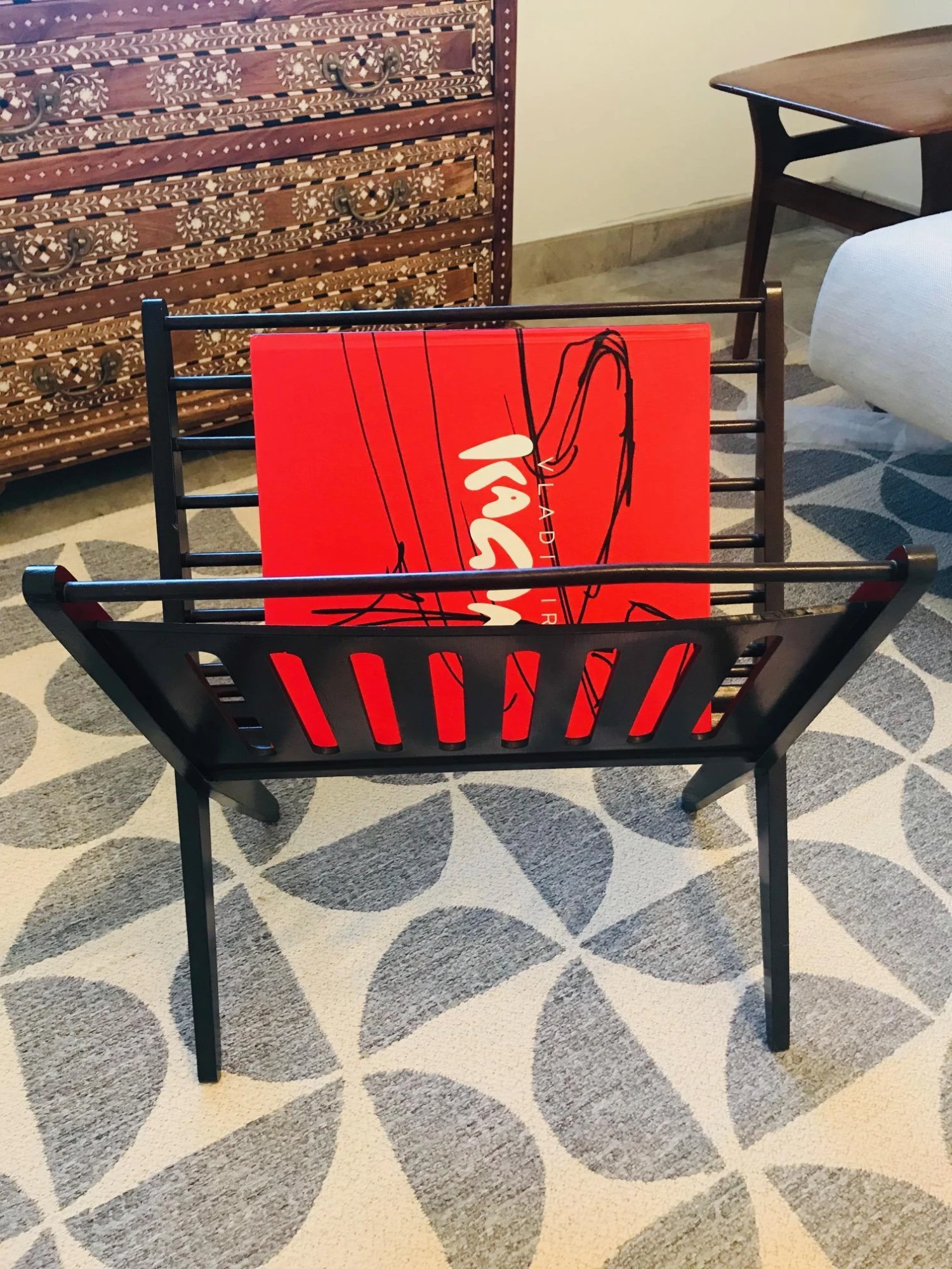 Danish Modern Magazine Stand In Dark Brown Beechwood, 1950s 2 Danish Modern Magazine Stand In Dark Brown Beechwood, 1950s - Image 2