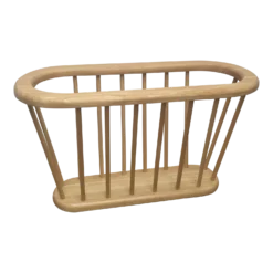 Danish Style Wooden Open Spindle Oval Magazine Rack, Arthur Umanoff Style