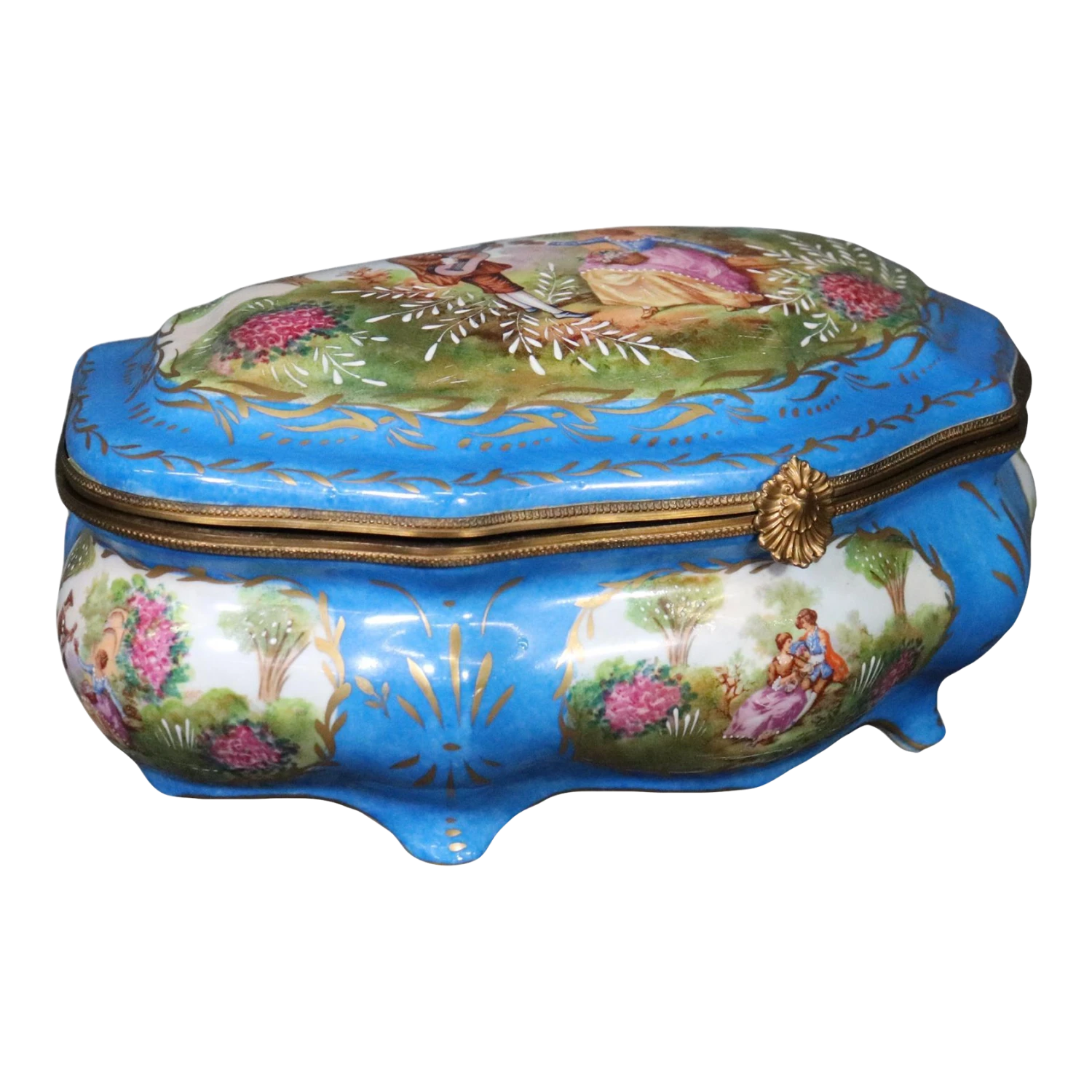 Decorative Beautifully Made Sevres Style Porcelain Jewelry Box 1 Decorative Beautifully Made Sevres Style Porcelain Jewelry Box