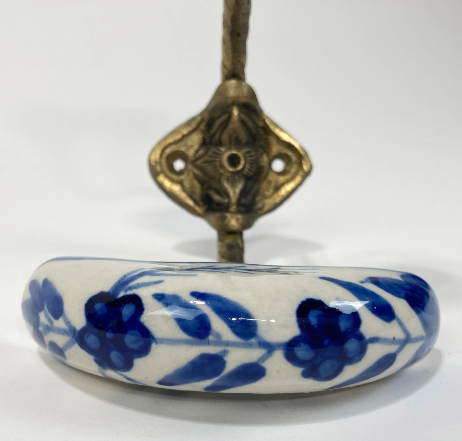 Delft Style Porcelain And Brass Wall Or Coat Hook 6 Delft Style Porcelain And Brass Wall Or Coat Hook - Image 6