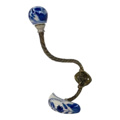Delft Style Porcelain And Brass Wall Or Coat Hook