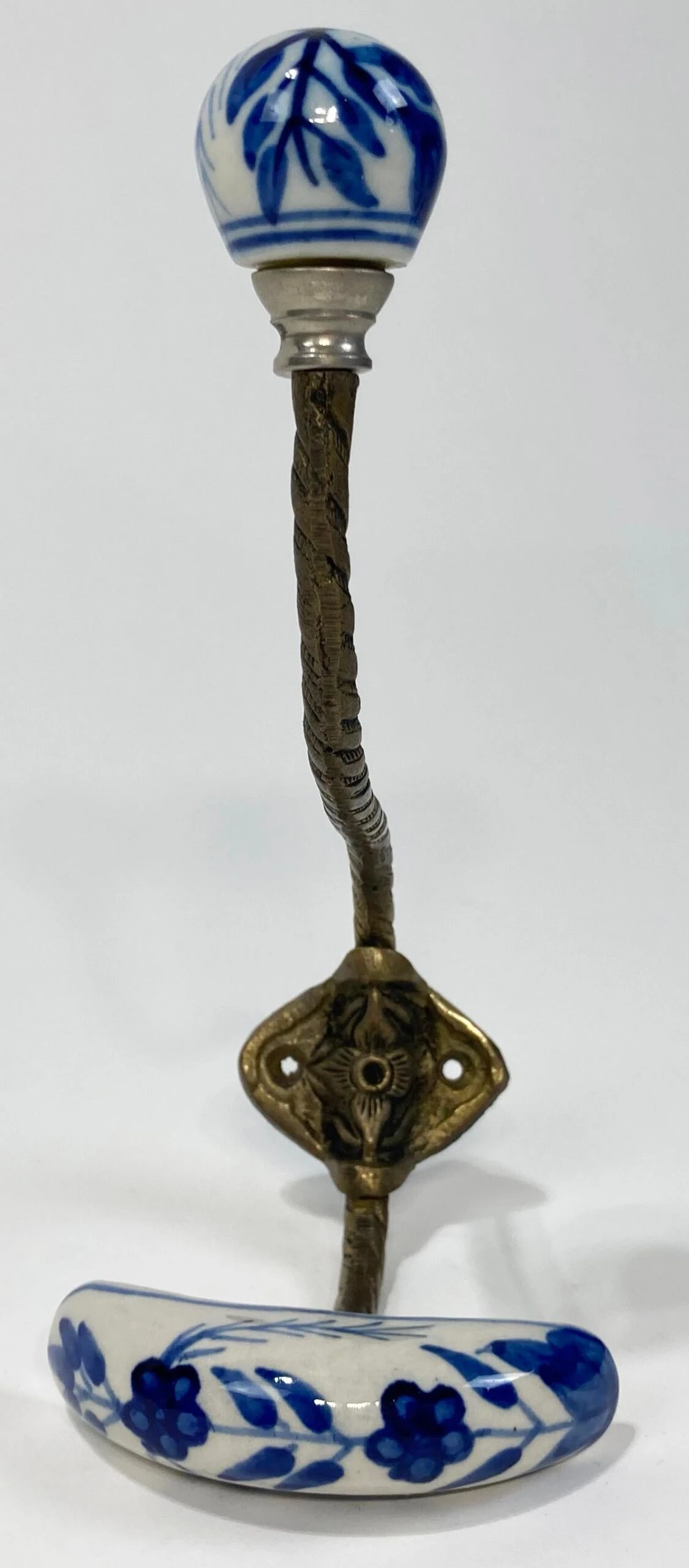 Delft Style Porcelain And Brass Wall Or Coat Hook 3 Delft Style Porcelain And Brass Wall Or Coat Hook - Image 3