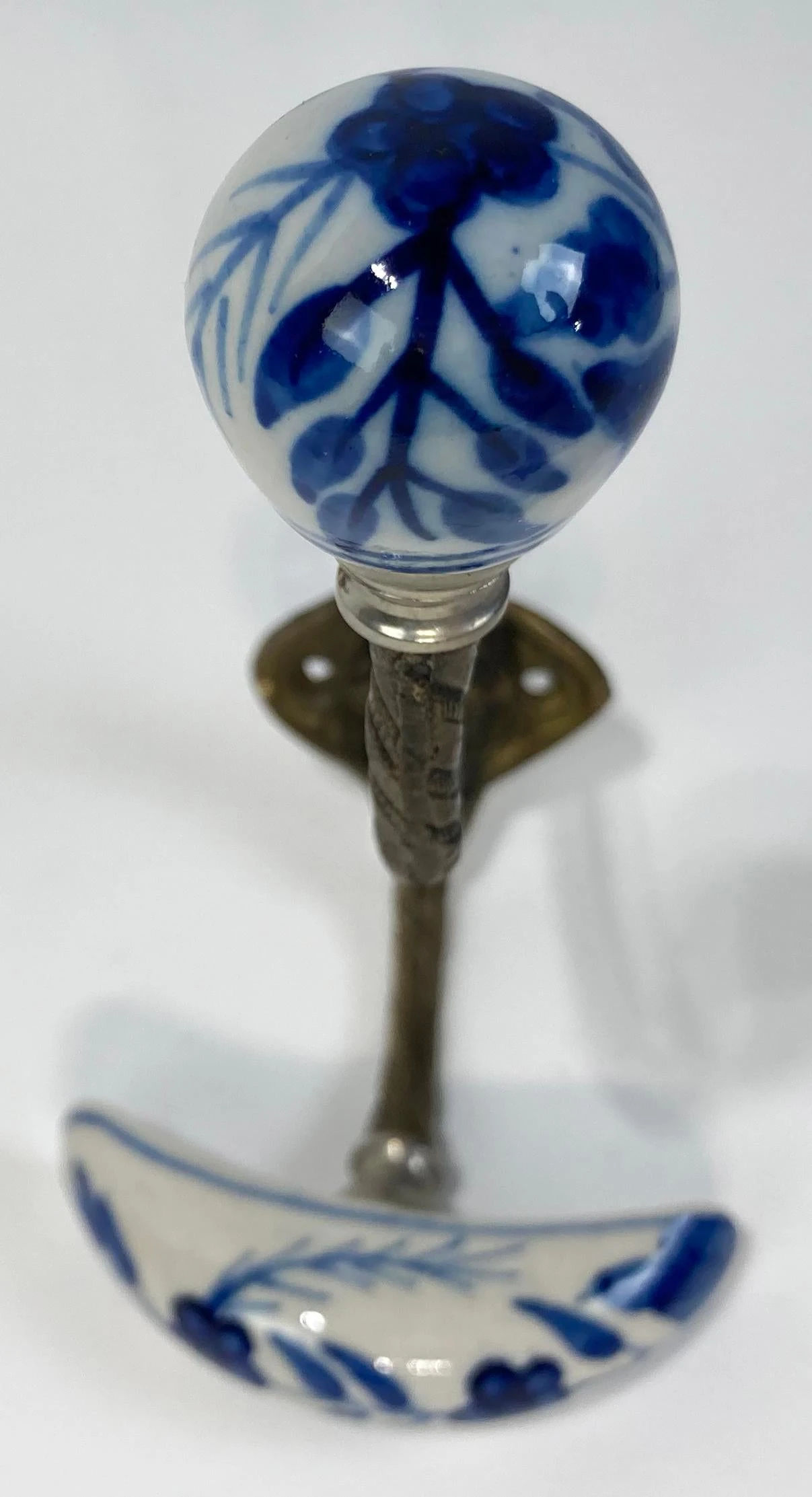 Delft Style Porcelain And Brass Wall Or Coat Hook 5 Delft Style Porcelain And Brass Wall Or Coat Hook - Image 5