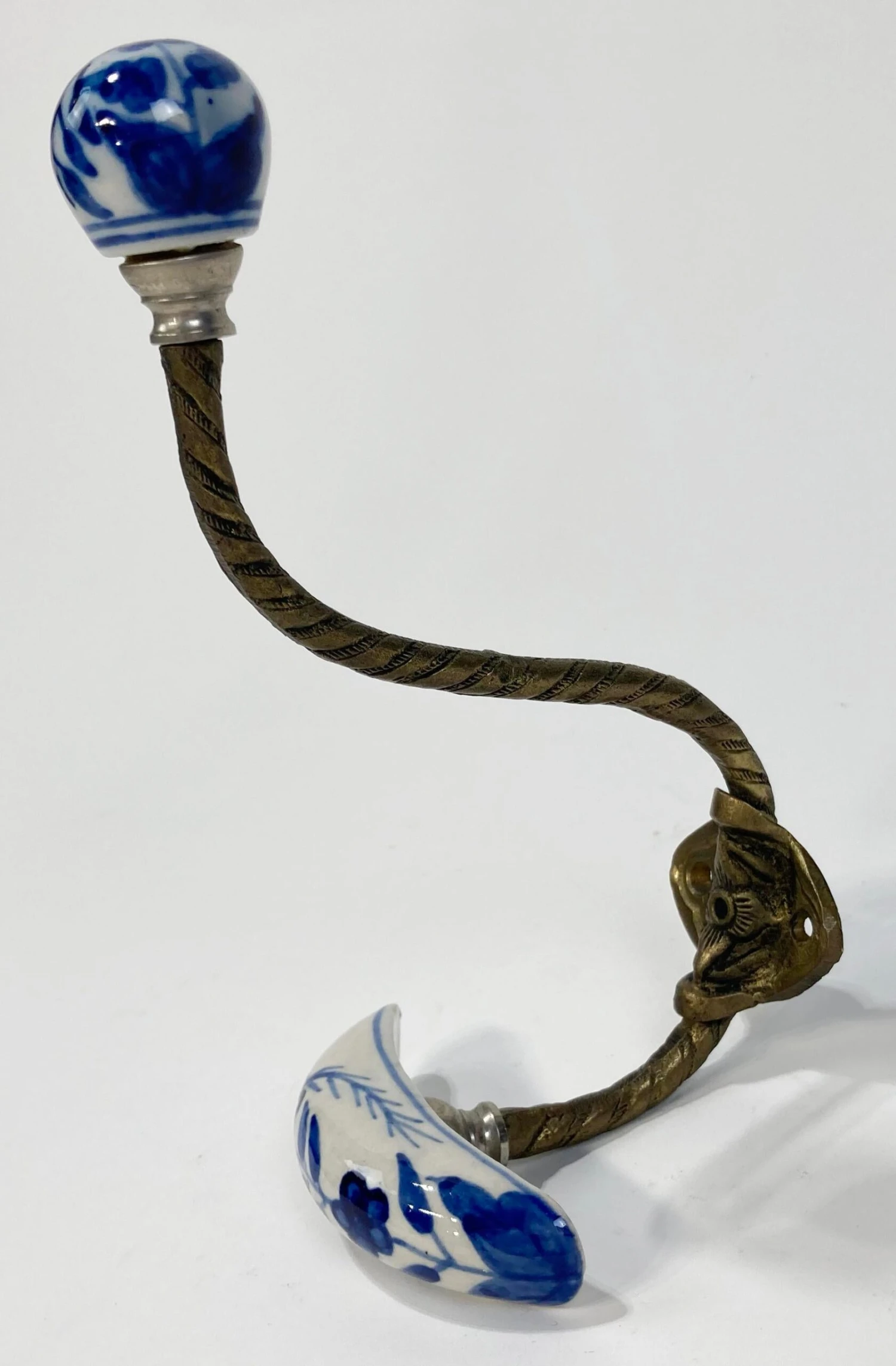 Delft Style Porcelain And Brass Wall Or Coat Hook 2 Delft Style Porcelain And Brass Wall Or Coat Hook - Image 2