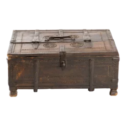 Early 20th Century Indian Carved Wood Storage Chest Box