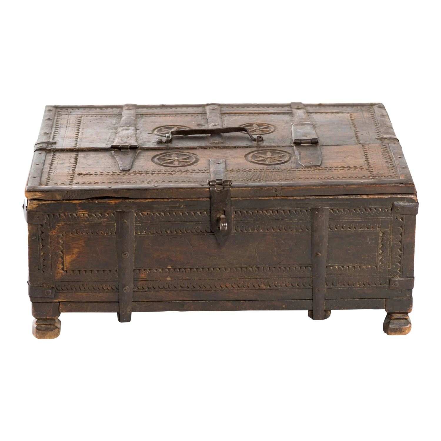 Early 20th Century Indian Carved Wood Storage Chest Box 1 Early 20th Century Indian Carved Wood Storage Chest Box