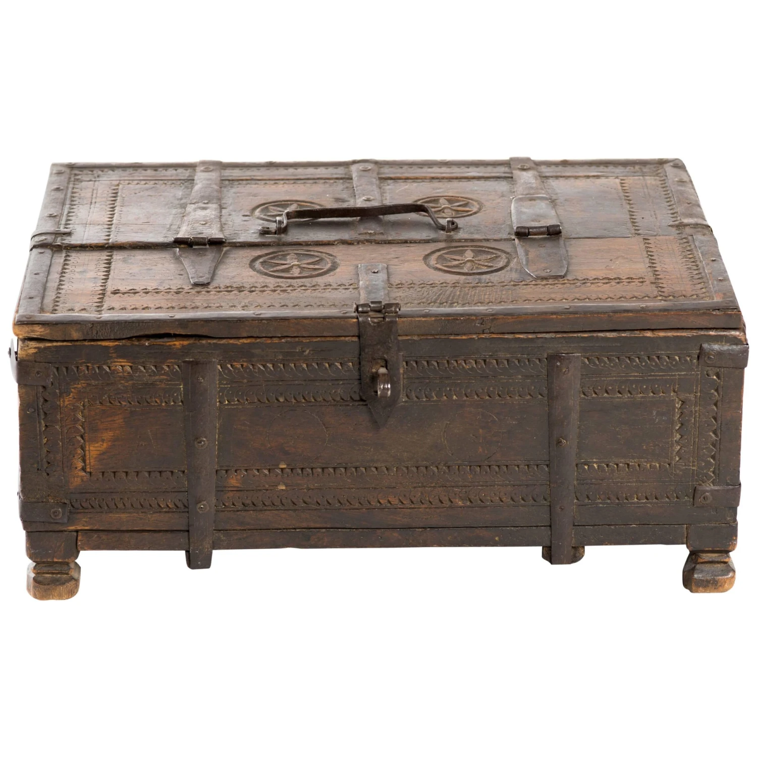 Early 20th Century Indian Carved Wood Storage Chest Box 10 Early 20th Century Indian Carved Wood Storage Chest Box - Image 10
