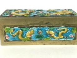 Early 20th Century Vintage Chinese Double Dragon Celestial Flaming Pearl Enamel Brass Stamp Box -Chairish Shop early 20th century vintage chinese double dragon celestial flaming pearl enamel brass stamp box 2421